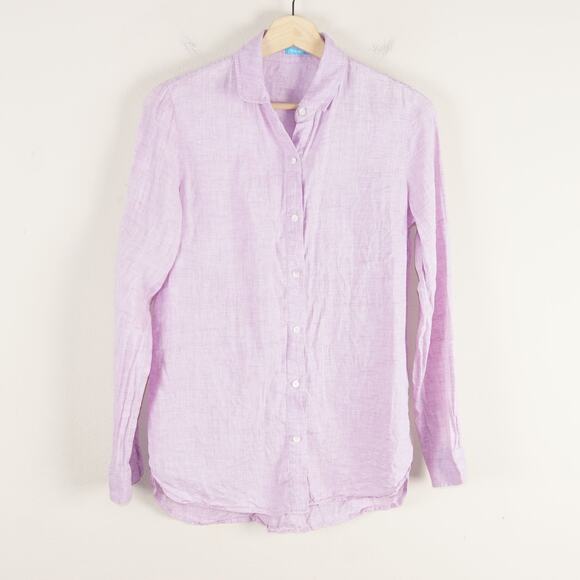 J McLaughlin Linen Long Sleeve Pink 100% Linen Button Shirt Womens Sz S - Picture 1 of 10